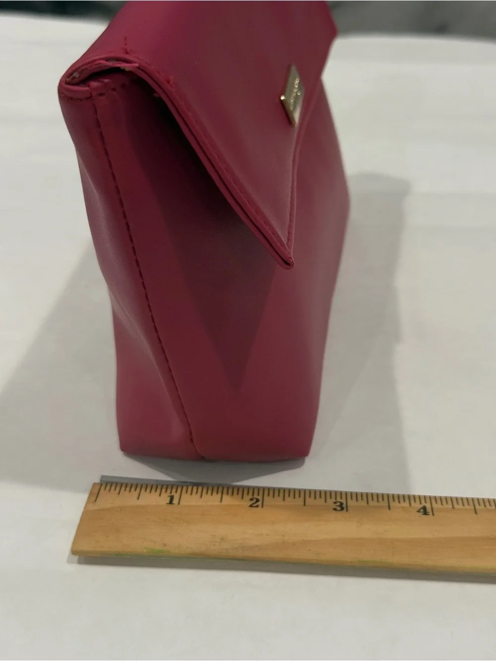 Salvatore Ferragamo Fuchsia. Faux Leather Cosmetic Case with Gold Plaque
